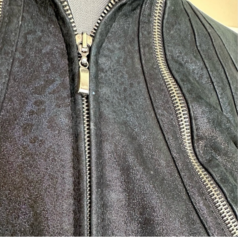 Armando Gomez Leather Windbreaker Vest Jacket Dark Blue M Italy 3-Way Style - Picture 12 of 14